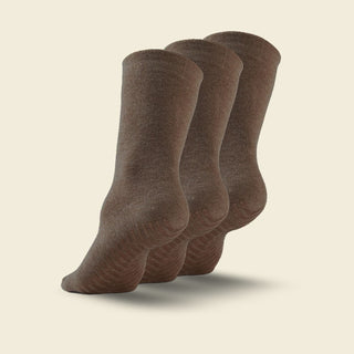 Men's Crew Grip Socks 3-Pack, Brown