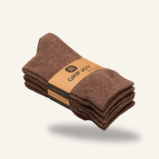 Men's Crew Grip Socks 3-Pack, Brown