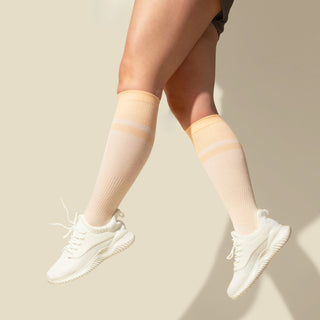 Women's Compression Grip Socks 2-Pack, Mix Orange Cream Pink Green