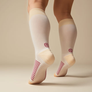 Women's Compression Grip Socks 2-Pack, Mix Orange Cream Pink Green