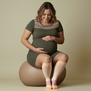 Women's Compression Grip Socks 2-Pack, Mix Orange Cream Pink Green