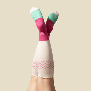 Women's Compression Grip Socks 2-Pack, Mix Orange Cream Pink Green