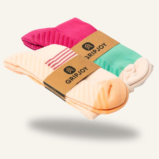 Women's Compression Grip Socks 2-Pack, Mix Orange Cream Pink Green