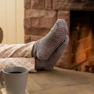 Women's Fuzzy Grip Socks 2-Pack, Gray