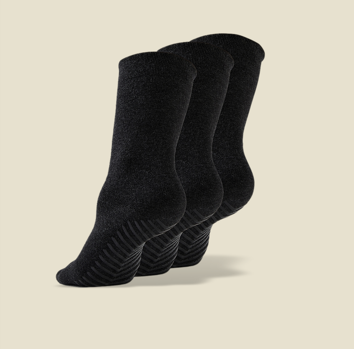 Men&#39;s Black Original Crew Non-Slip Socks - 3 pairs - Gripjoy Socks