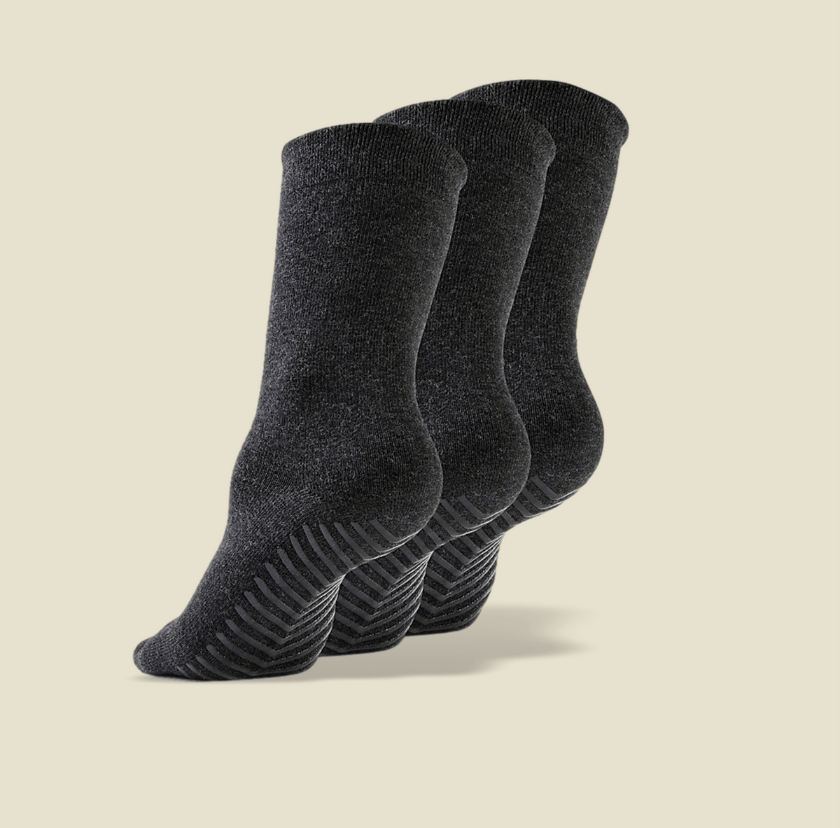 Women&#39;s Dark Grey Original Crew Non-Slip Socks - 3 pairs - Gripjoy Socks