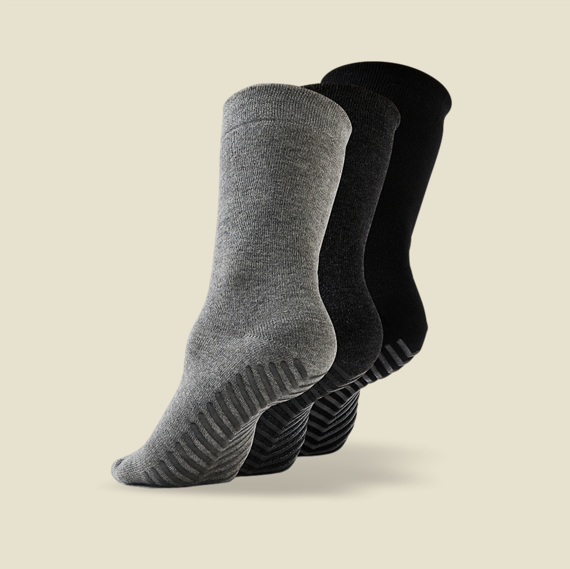 Men's Black/Grey Original Crew Non-Slip Socks - 3 pairs - Gripjoy Socks