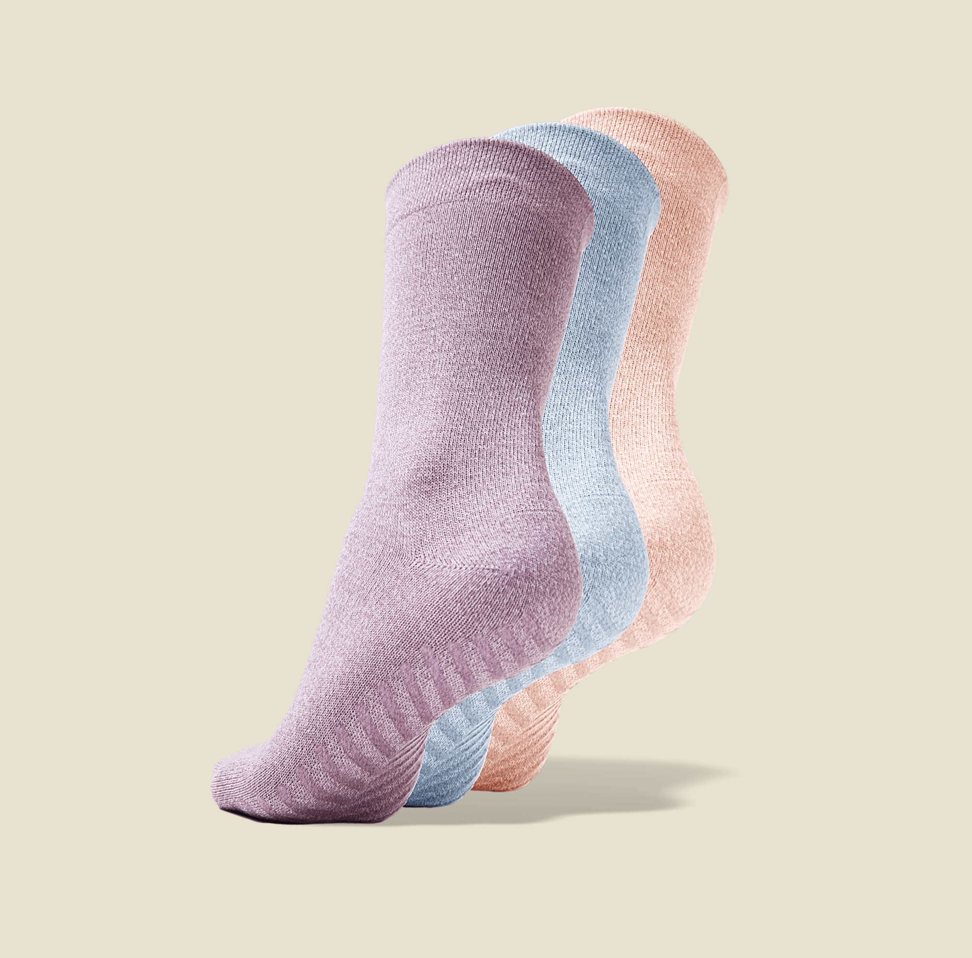 Women's Pink, Purple, Blue Original Crew Non-Slip Socks - 3 pairs - Gripjoy Socks