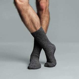 Men's Fuzzy Grip Socks 4-Pack, Mix Gray