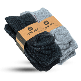 Men's Fuzzy Grip Socks 4-Pack, Mix Gray