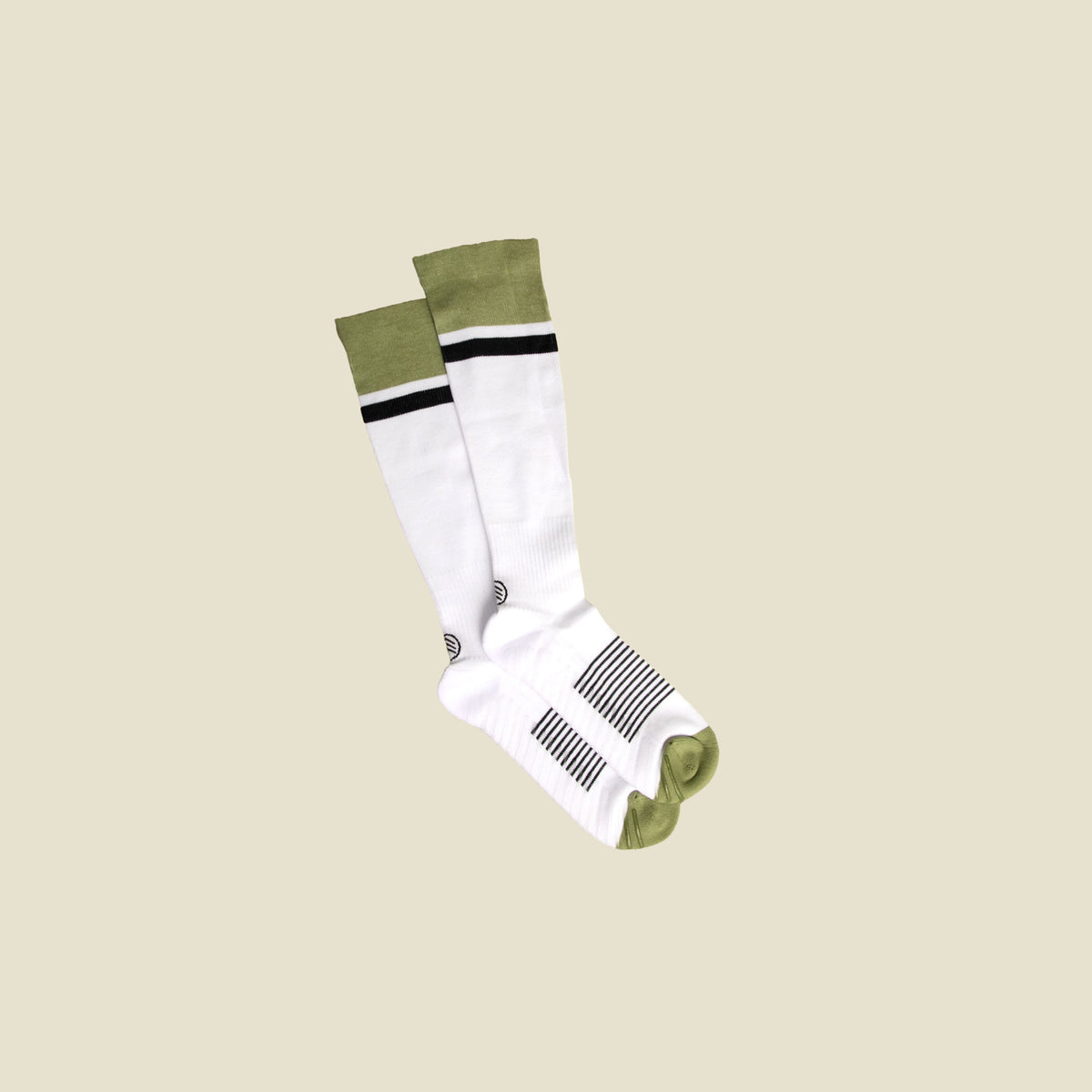 Men&#39;s White/Black/Green Compression Socks with Grips - 1 Pair - Gripjoy Socks