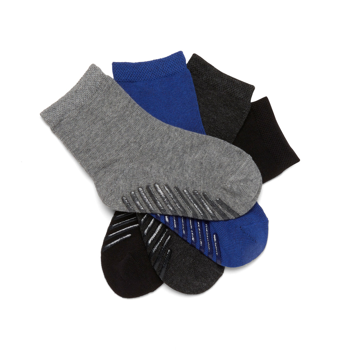 Blue/Black/Grey Grip Socks for Toddlers &amp; Kids - 4 pairs - Gripjoy Socks