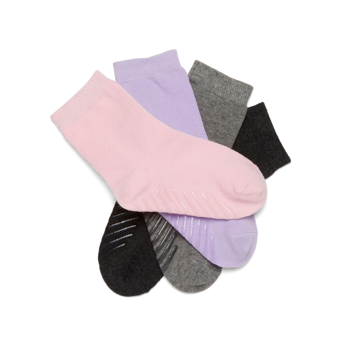 Pink/Purple/Grey Grip Socks for Toddlers &amp; Kids - 4 pairs - Gripjoy Socks