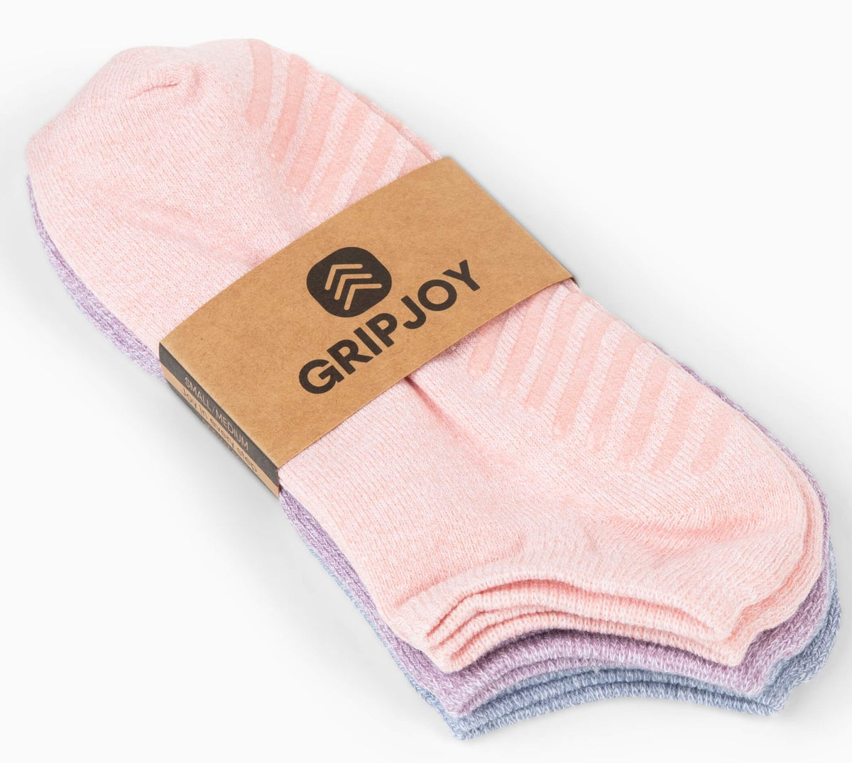 Women&#39;s Pink, Purple, Blue Low Cut Ankle Non Skid Socks - 3 pairs - Gripjoy Socks