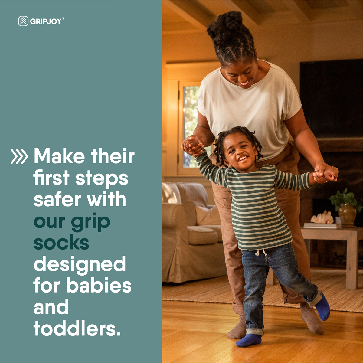 Blue Grip Socks for Toddlers &amp; Kids - 4 pairs - Gripjoy Socks