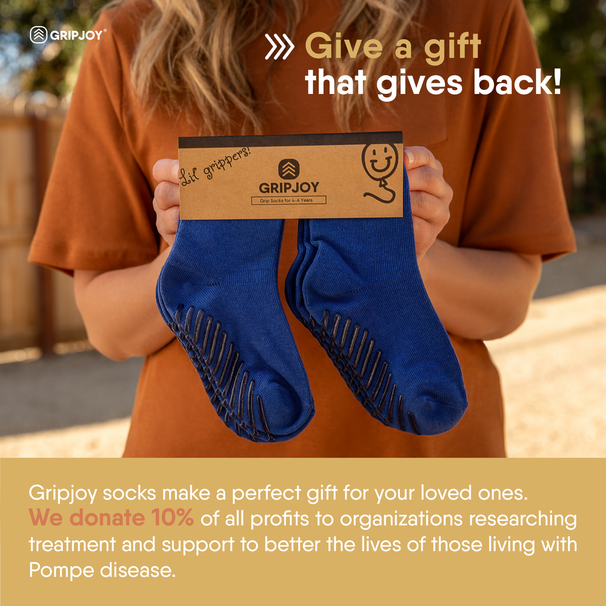 Blue Grip Socks for Toddlers &amp; Kids - 4 pairs - Gripjoy Socks