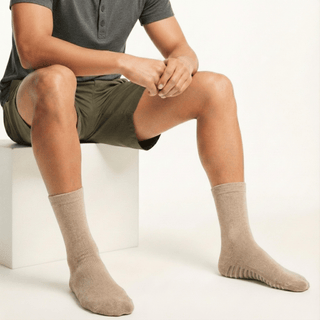 Men's Crew Grip Socks 1-Pair, Beige