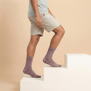 Men's Crew Grip Socks 1-Pair, Heather Maroon