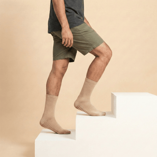 Men's Crew Grip Socks 1-Pair, Beige