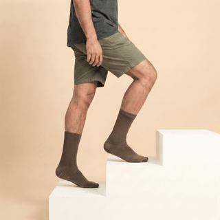 Men's Crew Grip Socks 1-Pair, Brown