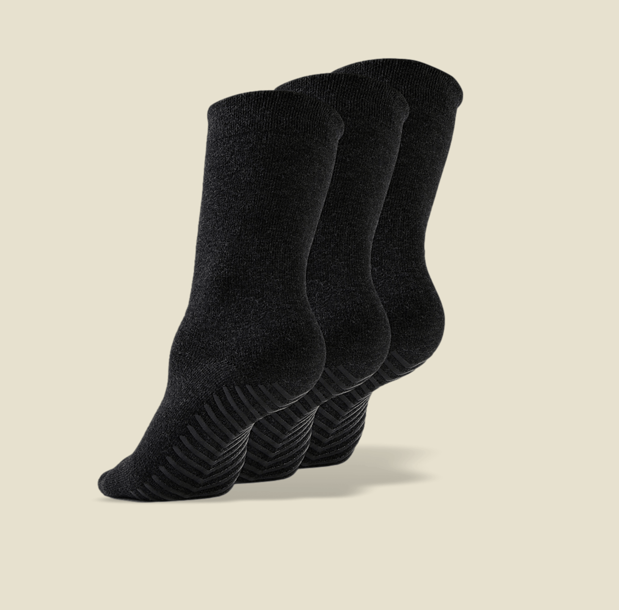 Women's Black Original Crew Non-Slip Socks - 3 pairs - Gripjoy Socks