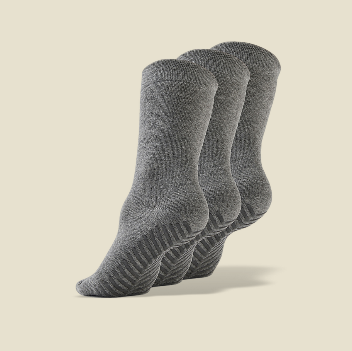 Light Grey Women&#39;s Original Crew Non-Slip Socks - 3 pairs - Gripjoy Socks