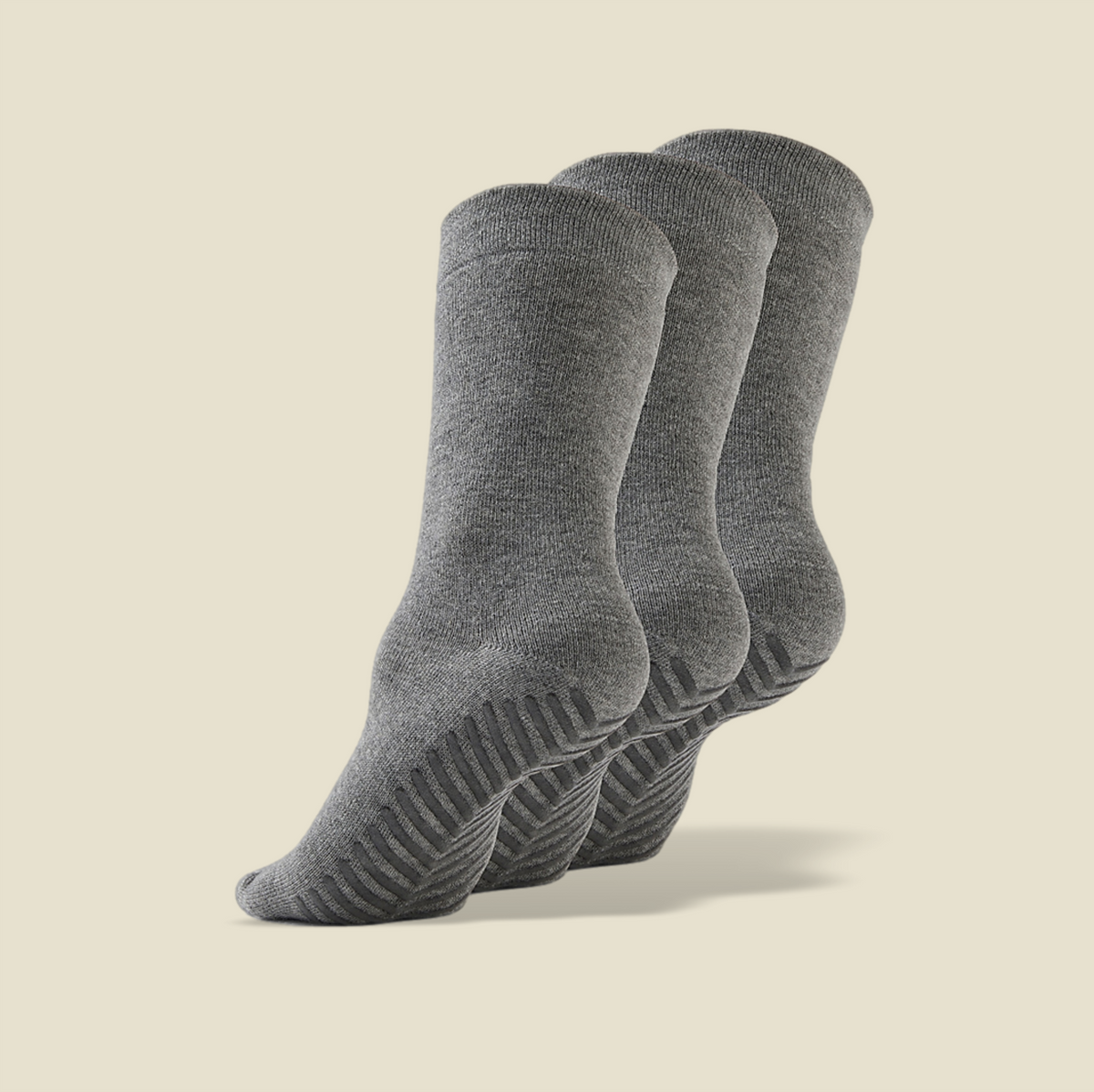 Men&#39;s Light Grey Original Crew Non-Slip Socks - 3 pairs - Gripjoy Socks