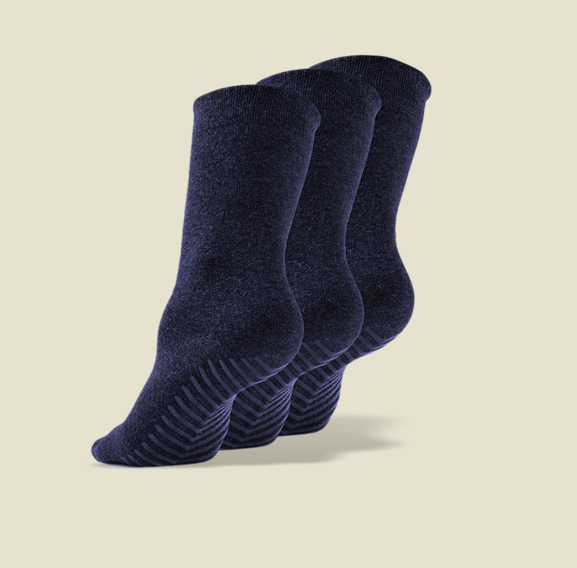 Men's Navy Original Crew Non-Slip Socks - 3 Pairs - Gripjoy Socks