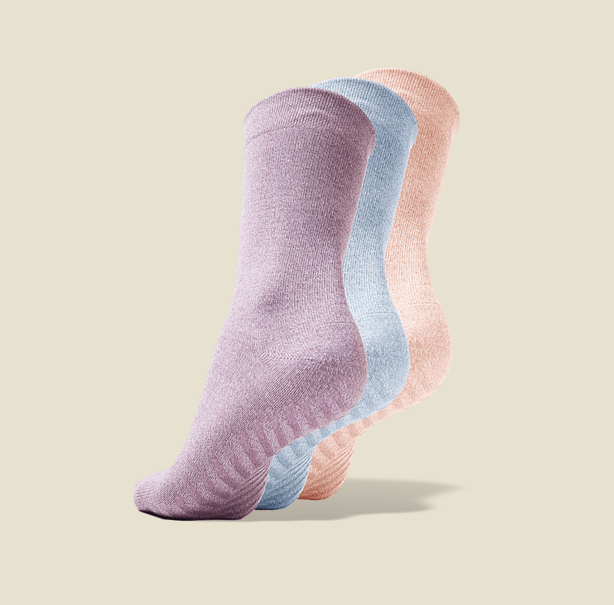 Women&#39;s Pink, Purple, Blue Original Crew Non-Slip Socks - 3 pairs - Gripjoy Socks