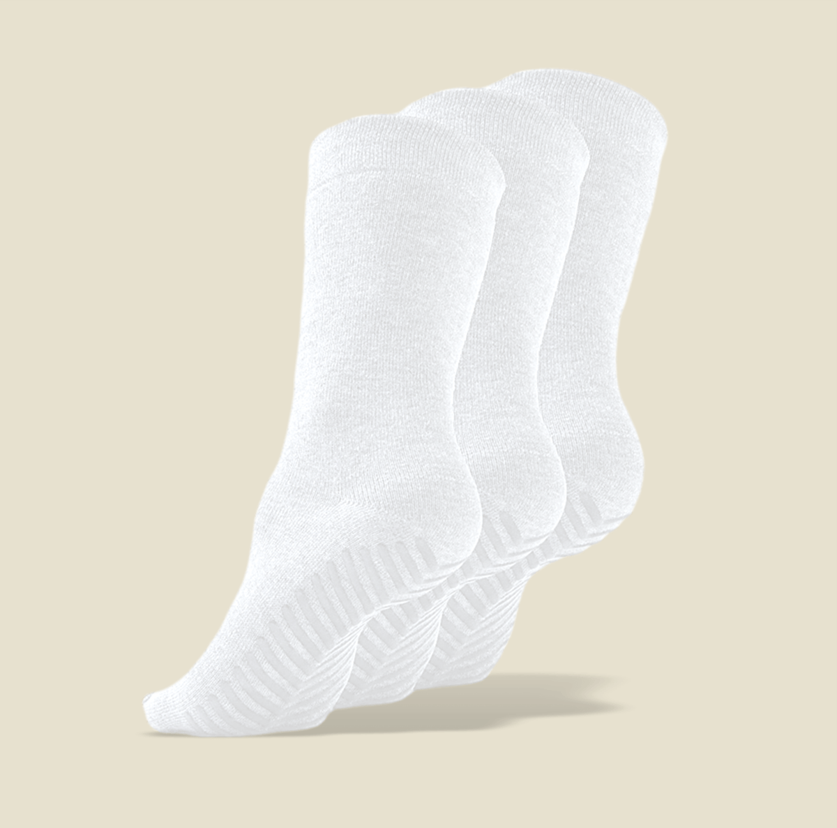 Women&#39;s White Original Crew Non-Slip Socks - 3 pairs - Gripjoy Socks