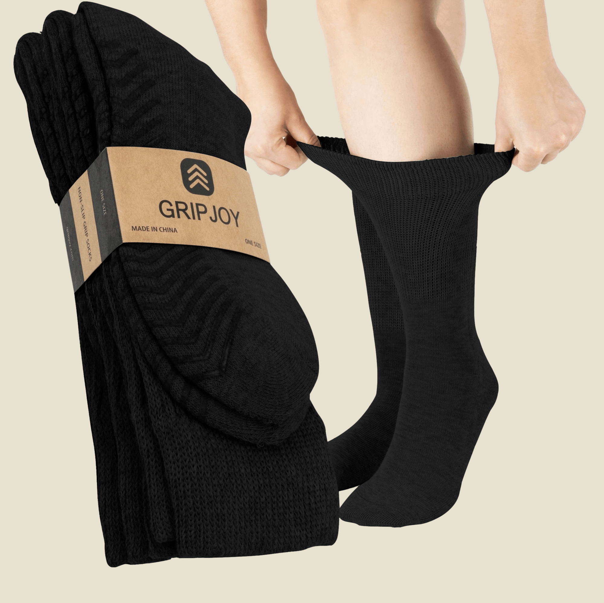 Men's Black Diabetic Socks with Grippers x3 Pairs - Gripjoy Socks