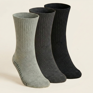 Men's Diabetic Grip Socks 3-Pack, Mix Gray