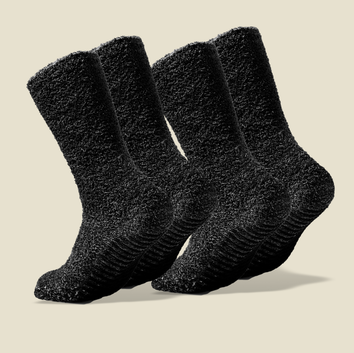 Dark Grey Fuzzy Socks with Grips for Men x2 Pairs - Gripjoy Socks
