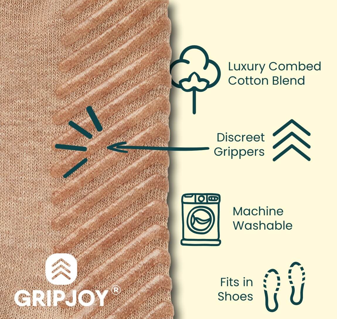 Grip Socks for Women - Casual Comfort Crew x3 Pairs - Gripjoy Socks
