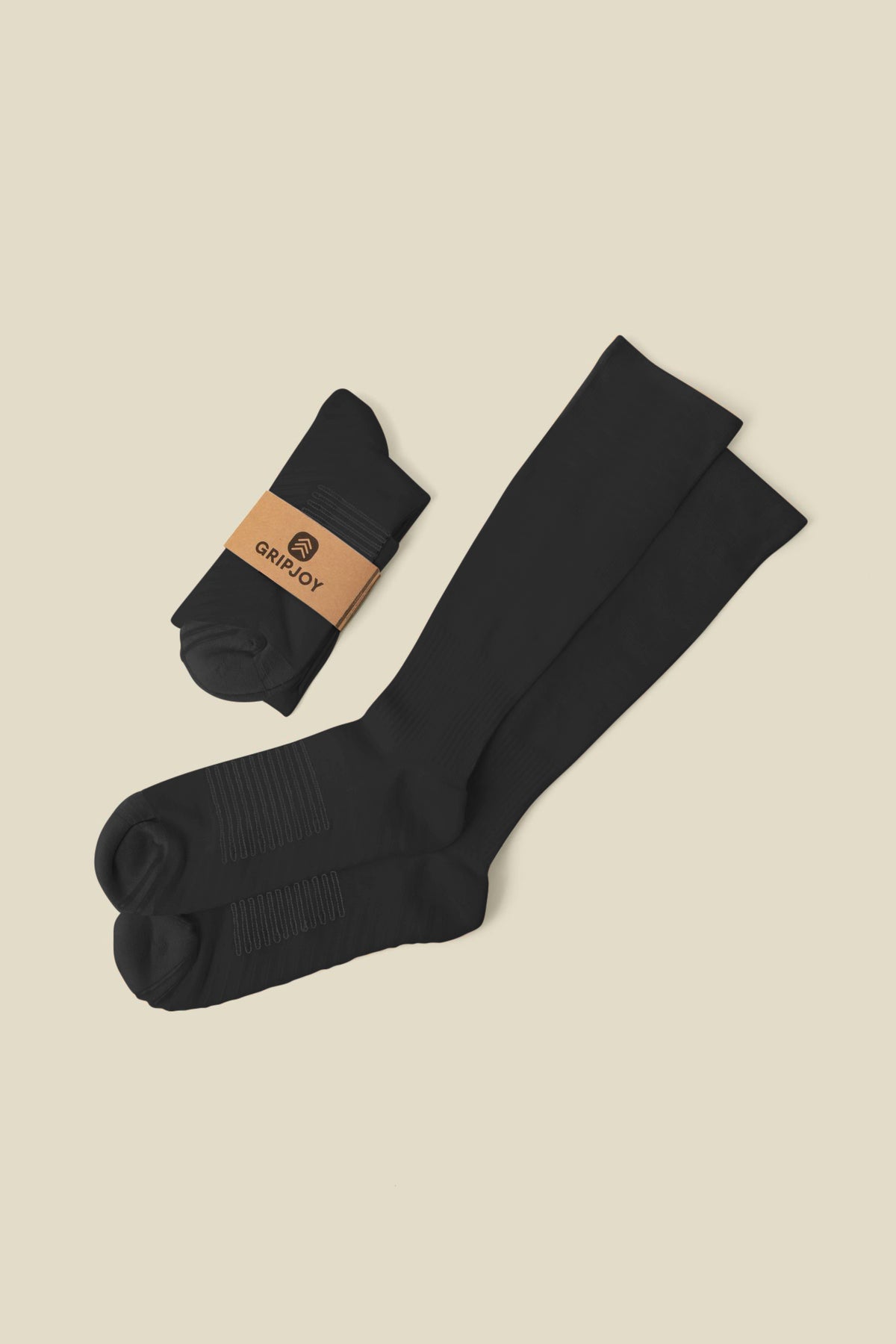 Women&#39;s Black Compression Socks with Grips - 2 Pairs - Gripjoy Socks