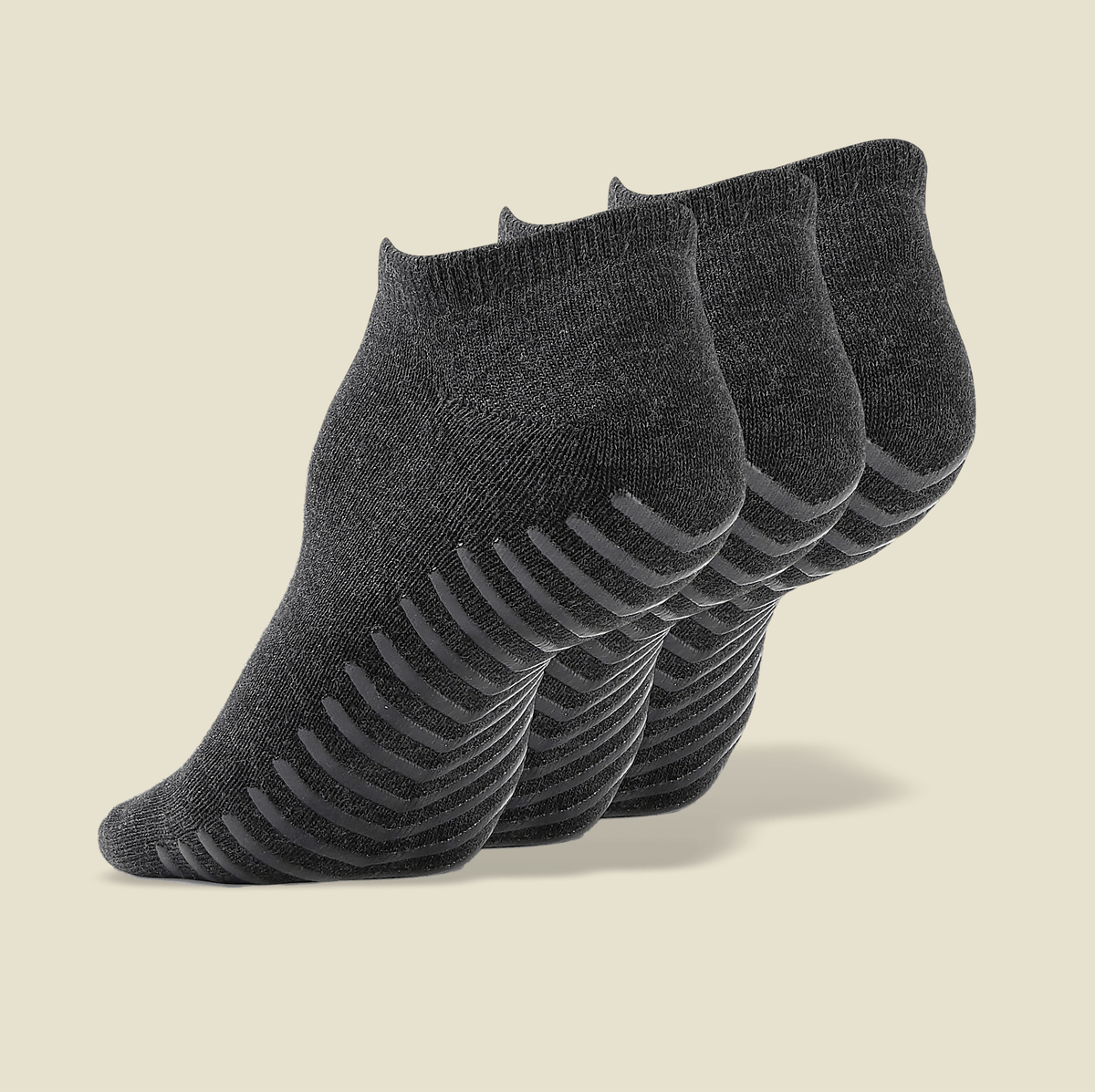 Women&#39;s Dark Grey Low Cut Ankle Non Skid Socks - 3 pairs - Gripjoy Socks