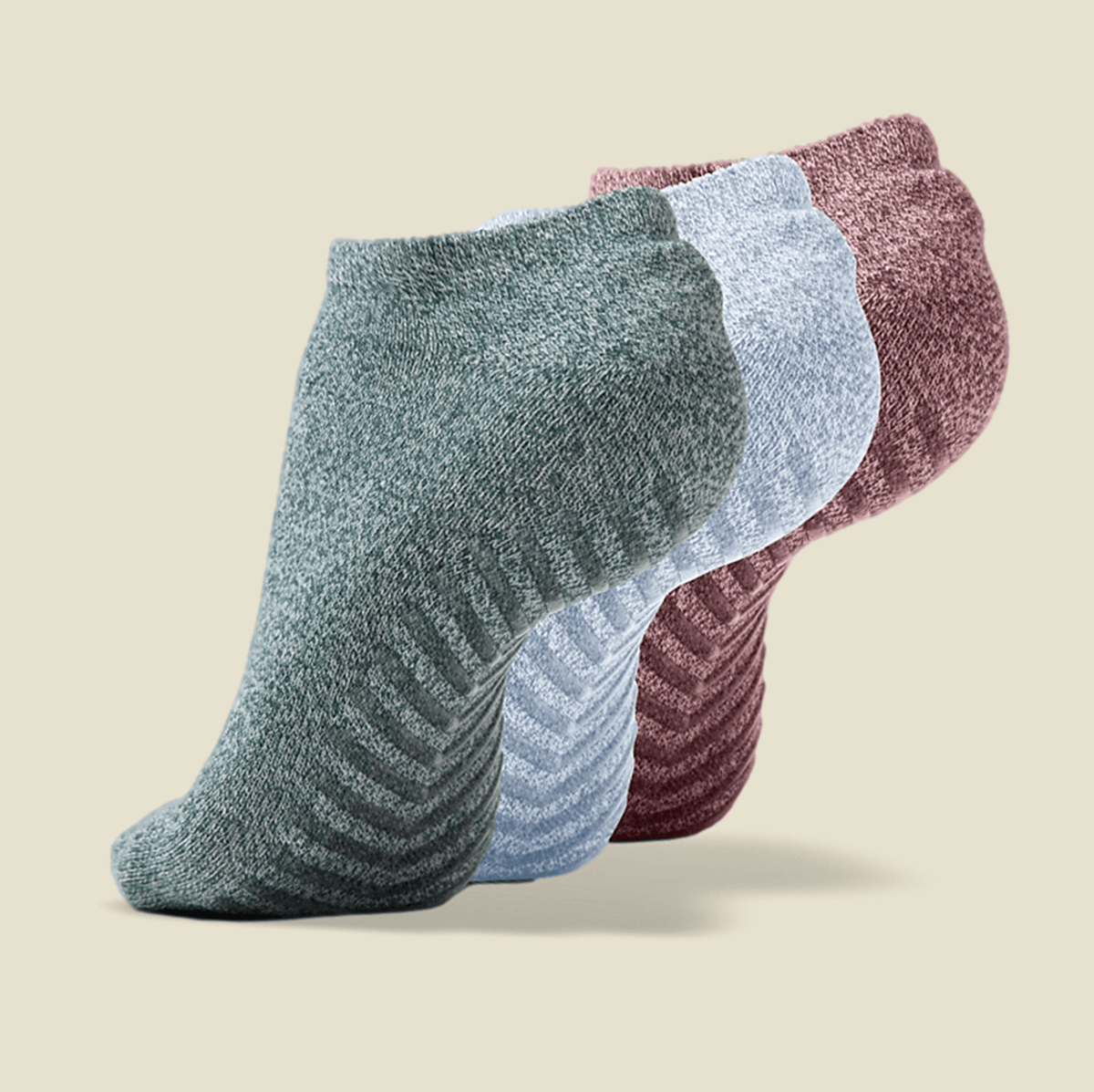 Men&#39;s Green, Blue, Maroon Low Cut Ankle Non Skid Socks - 3 pairs - Gripjoy Socks