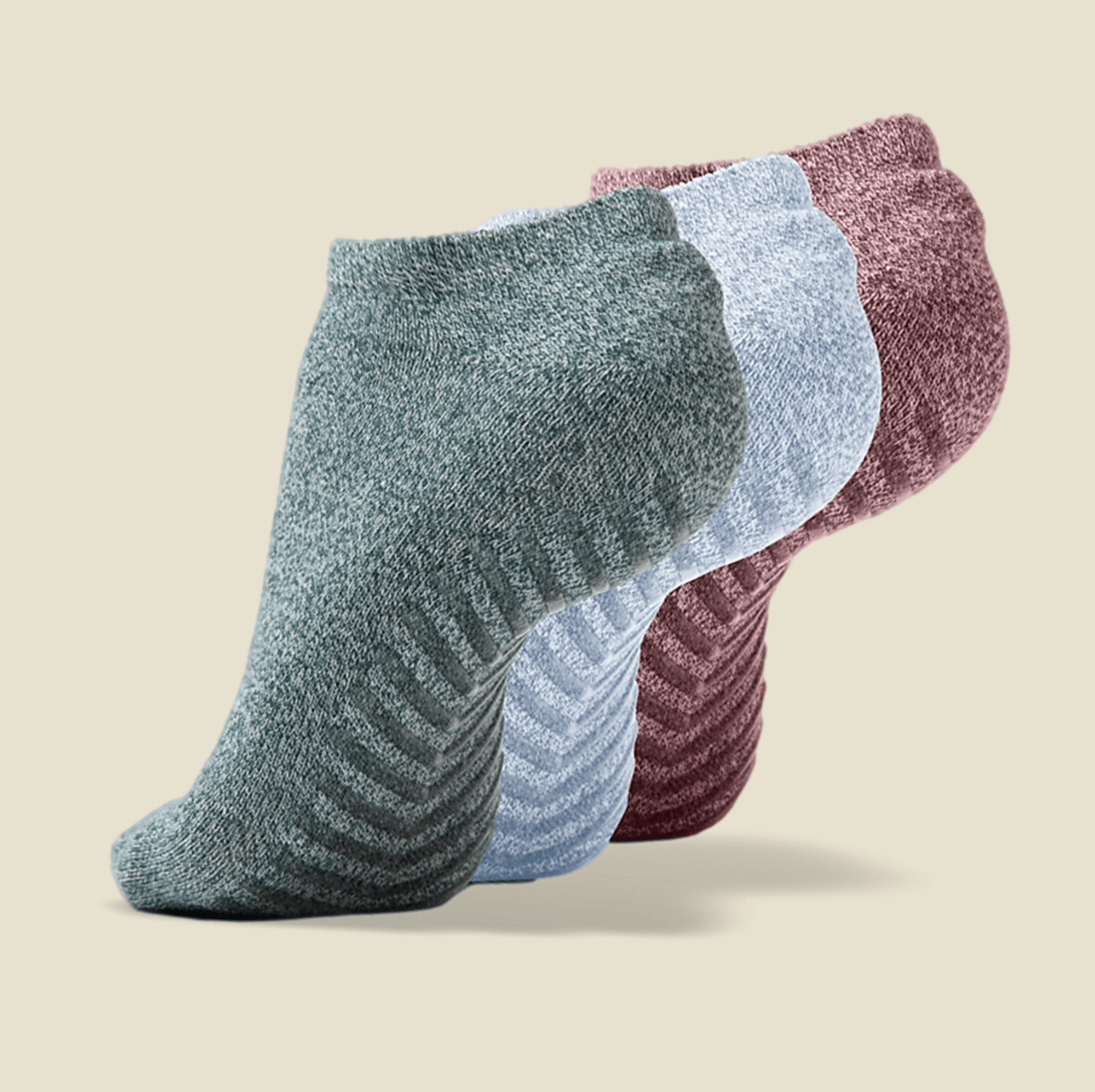 Women's Green, Blue, Maroon Low Cut Ankle Non Skid Socks - 3 pairs - Gripjoy Socks