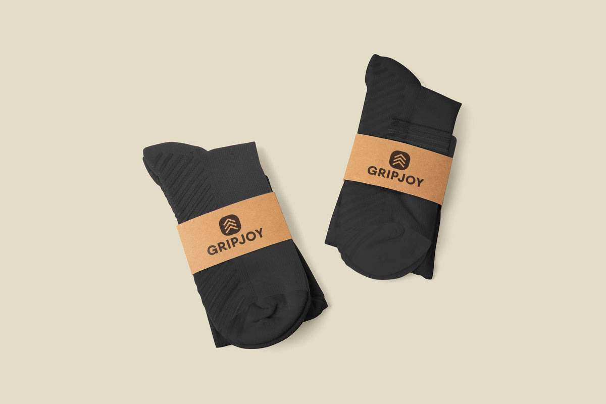 Men&#39;s Black Compression Socks with Grips - 2 Pairs - Gripjoy Socks