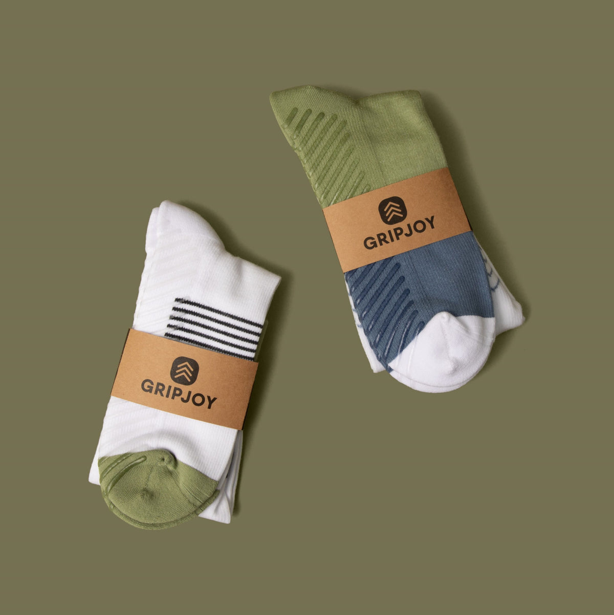 Women&#39;s White/Blue/Green Compression Socks with Grips Variety Pack - 2 Pairs - Gripjoy Socks
