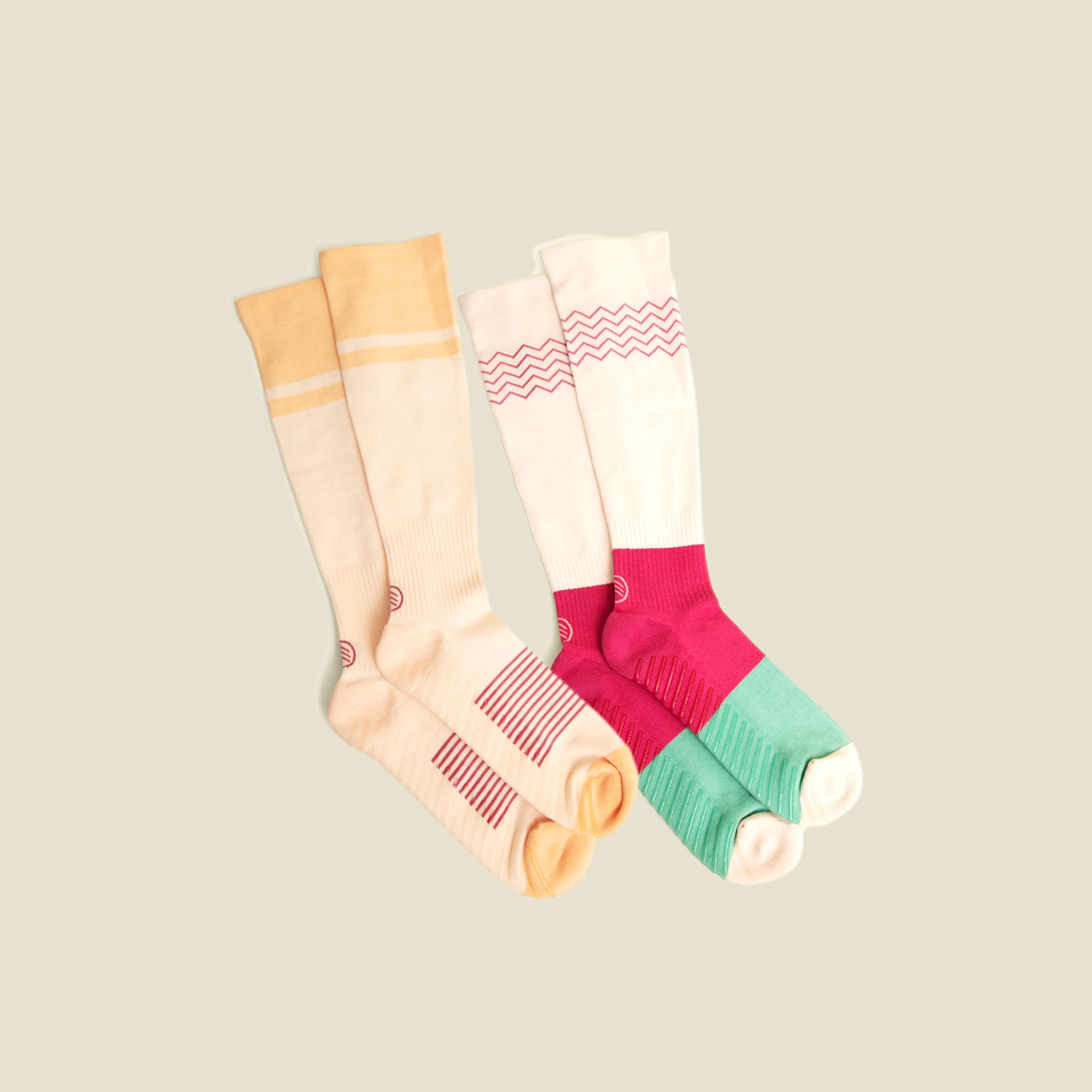 Women's Orange/Pink/Green Compression Socks with Grips Variety Pack - -  Gripjoy Socks