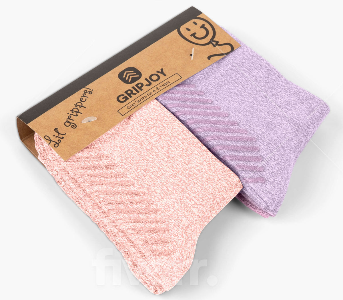 Pink &amp; Purple Grip Socks for Toddlers &amp; Kids - 4 pairs - Gripjoy Socks