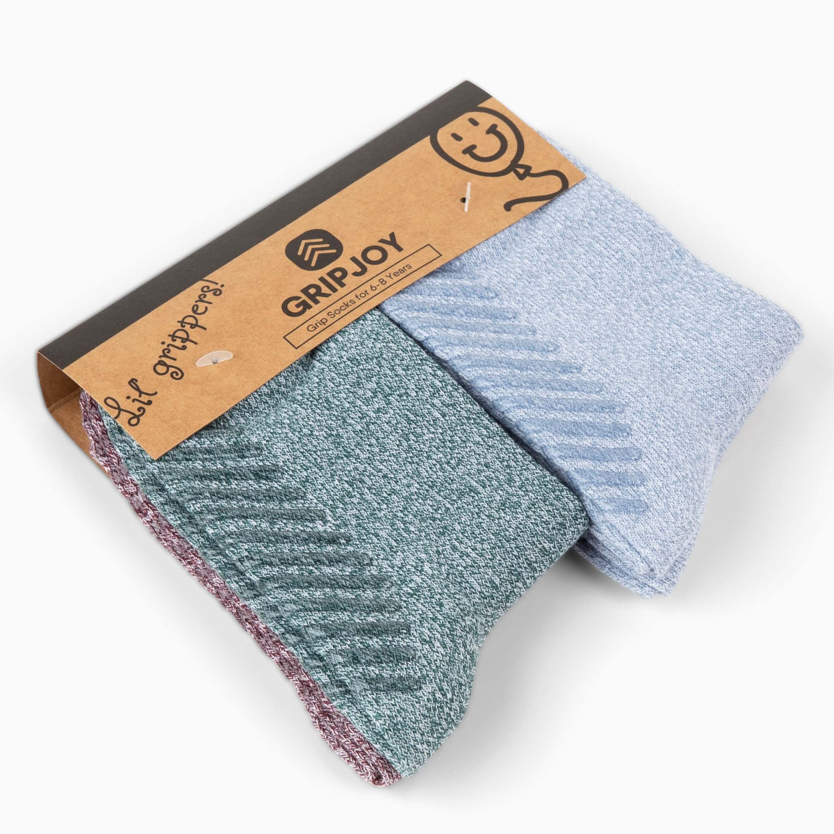 Green, Blue, Maroon Grip Socks for Toddlers &amp; Kids - 4 pairs - Gripjoy Socks
