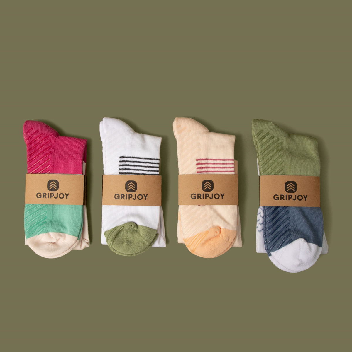 Women&#39;s Compression Socks with Grips Colorful Variety Pack - 4 Pairs - Gripjoy Socks