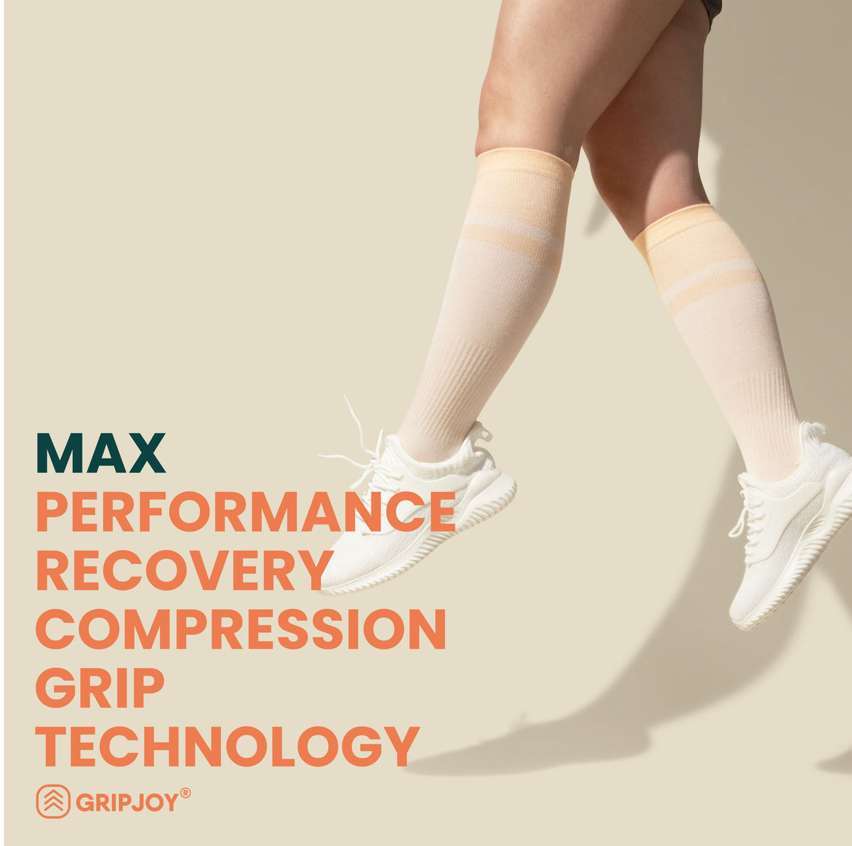 Women&#39;s Orange/Pink Compression Socks with Grips - 1 Pair - Gripjoy Socks