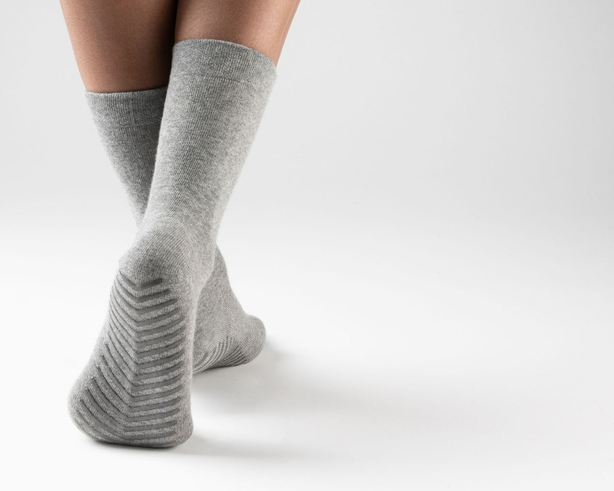 Light Grey Women&#39;s Original Crew Non-Slip Socks - 3 pairs - Gripjoy Socks