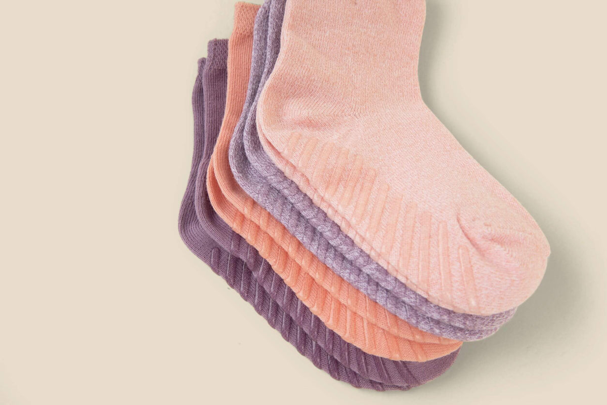 Pink &amp; Purple Grip Socks for Toddlers &amp; Kids - 4 pairs - Gripjoy Socks