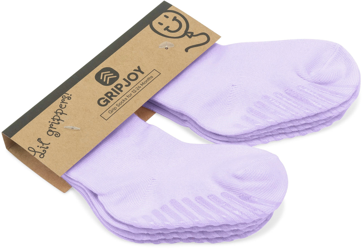 Purple Grip Socks for Toddlers & Kids - 4 pairs - Gripjoy Socks