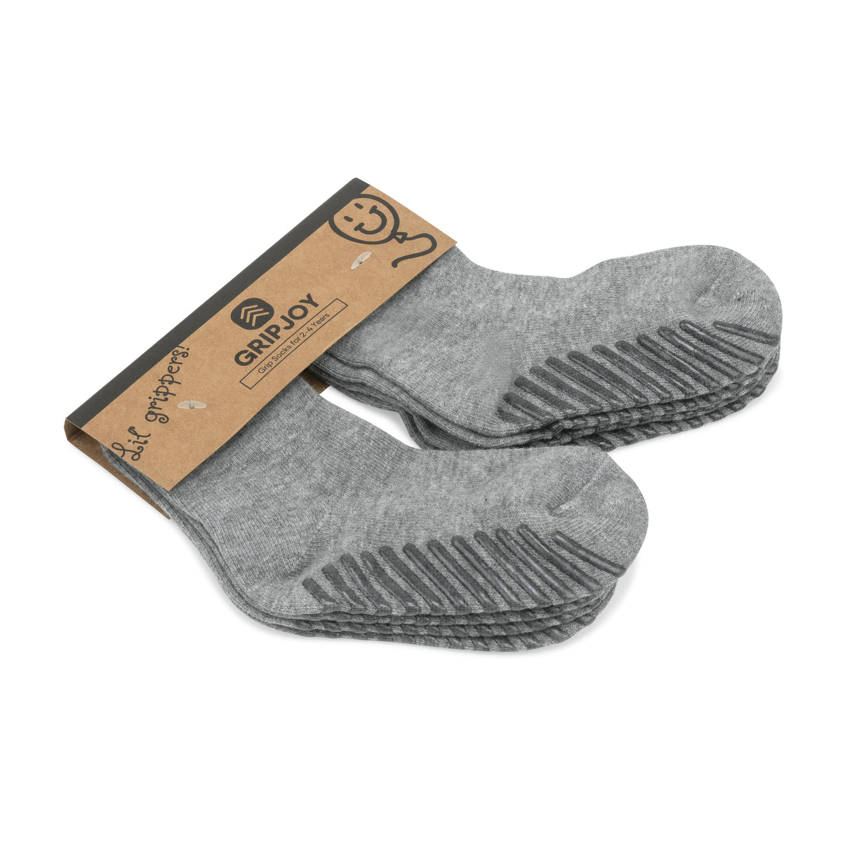 Light Grey Grip Socks for Toddlers &amp; Kids - 4 pairs - Gripjoy Socks