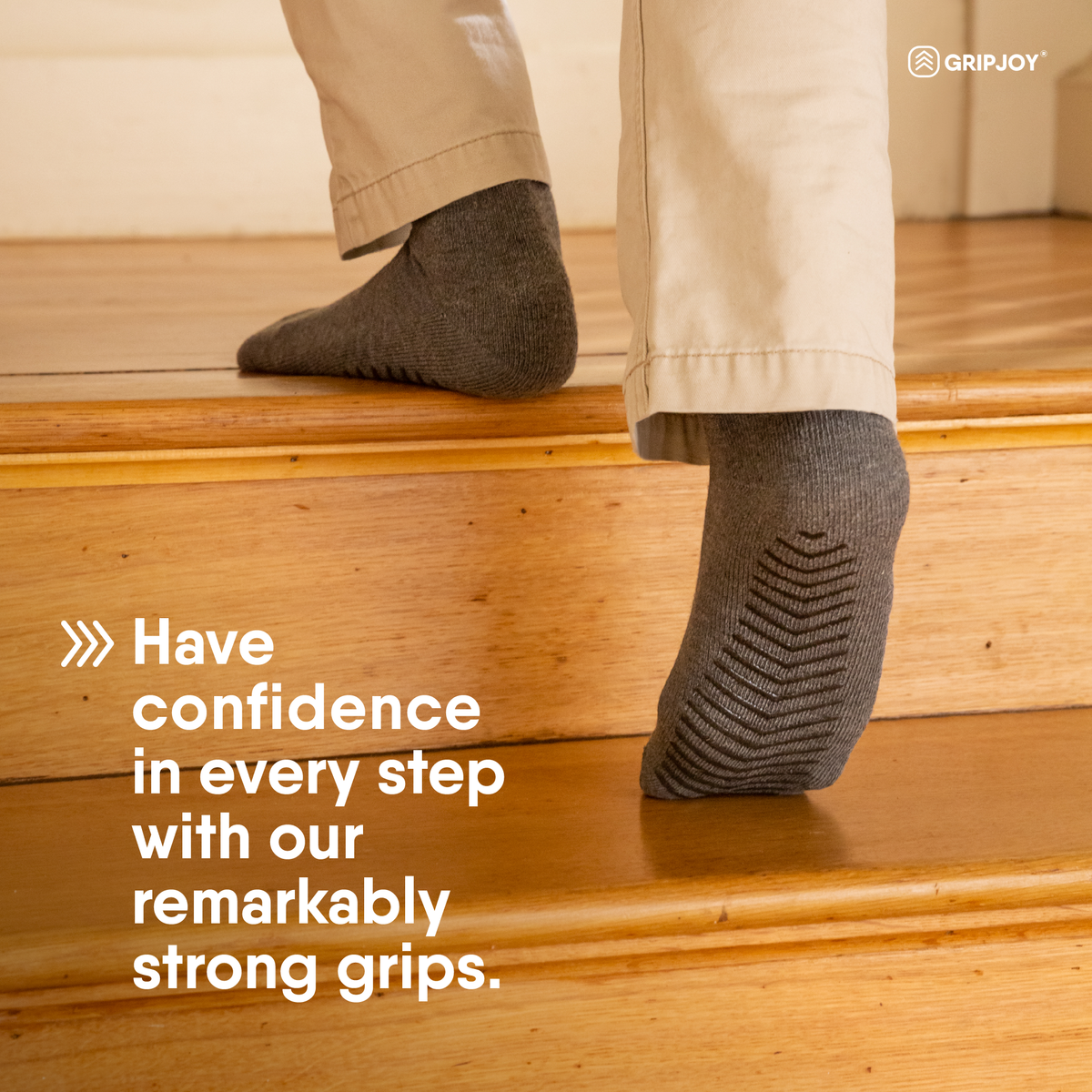 Men&#39;s Light Grey Diabetic Socks with Grippers x3 Pairs - Gripjoy Socks